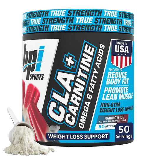 BPI Sports CLA+Carnitine – Caffeine-Free, Non-Stimulant Weight Loss & Metabolism (Rainbow Ice)