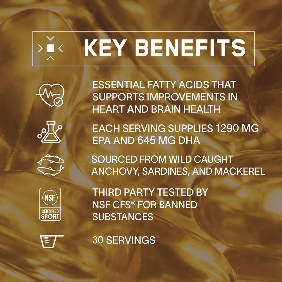 BARE PERFORMANCE NUTRITION BPN Strong Omega Fish Oil Soft Gel – 1290mg per Capsule, Wild-Caught, IFOS Certified