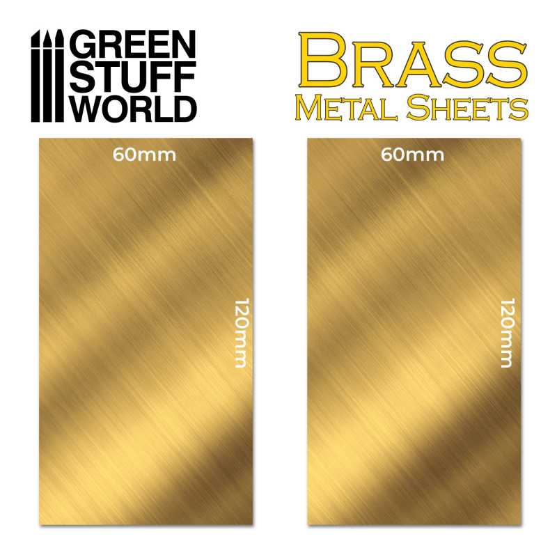Brass Metal Sheets 60 x 120mm - 2pc | Green Stuff World