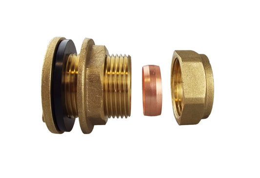 Brass Compression Straight Tank Adaptor 22mm Water Connector Brass Water Fitting