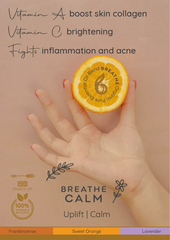 Breathe Calm – Stress Relief & Uplift Blend with Sweet Orange, Lavender & Frankincense