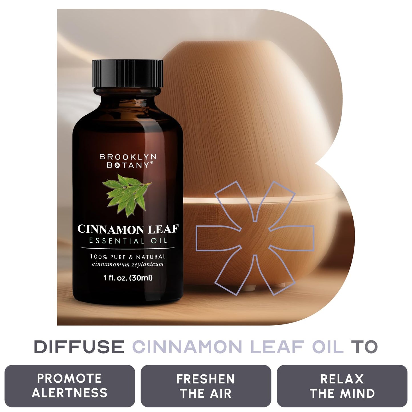 Brooklyn Botany Cinnamon Leaf Essential Oil – 100% Pure & Natural, Premium Grade, 1 Fl Oz