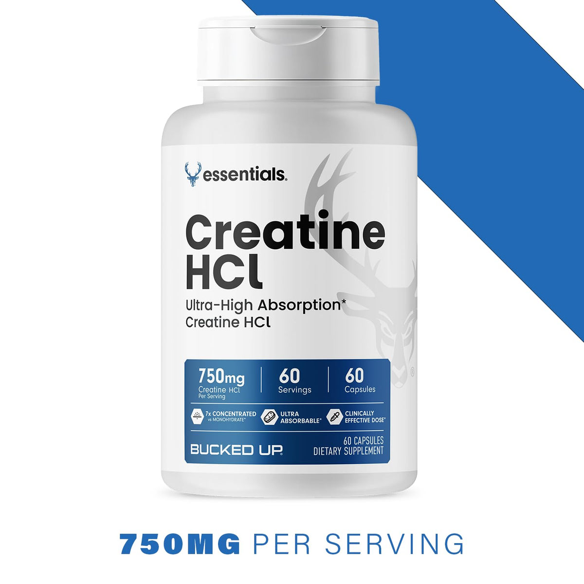 Bucked Up Creatine HCl 750mg - 60 Servings (60 Capsules)