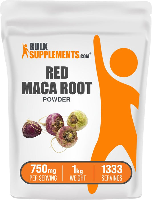 Red Maca Powder 1kg – 750mg per Serving, Vegan & Gluten Free | BulkSupplements