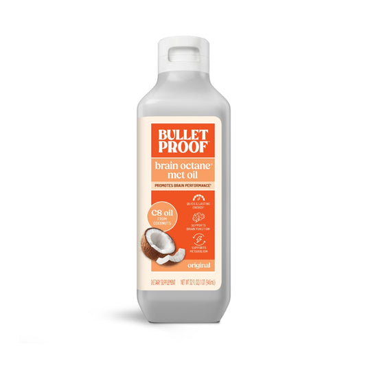 Bulletproof Brain Octane C8 MCT Oil, 32 oz – Keto Energy, Focus & Cravings Support
