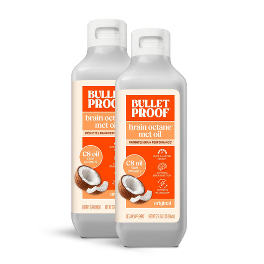 Bulletproof Coconut Brain Octane C8 MCT Oil 2-Pack – Unflavored Keto Energy for Brain & Body