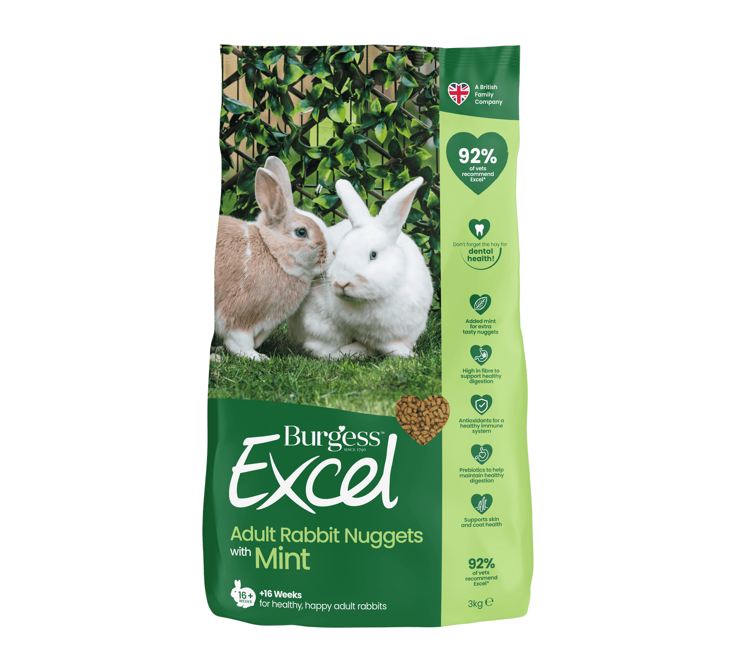 Burgess Excel Adult Rabbit Nuggets Mint 10kg
