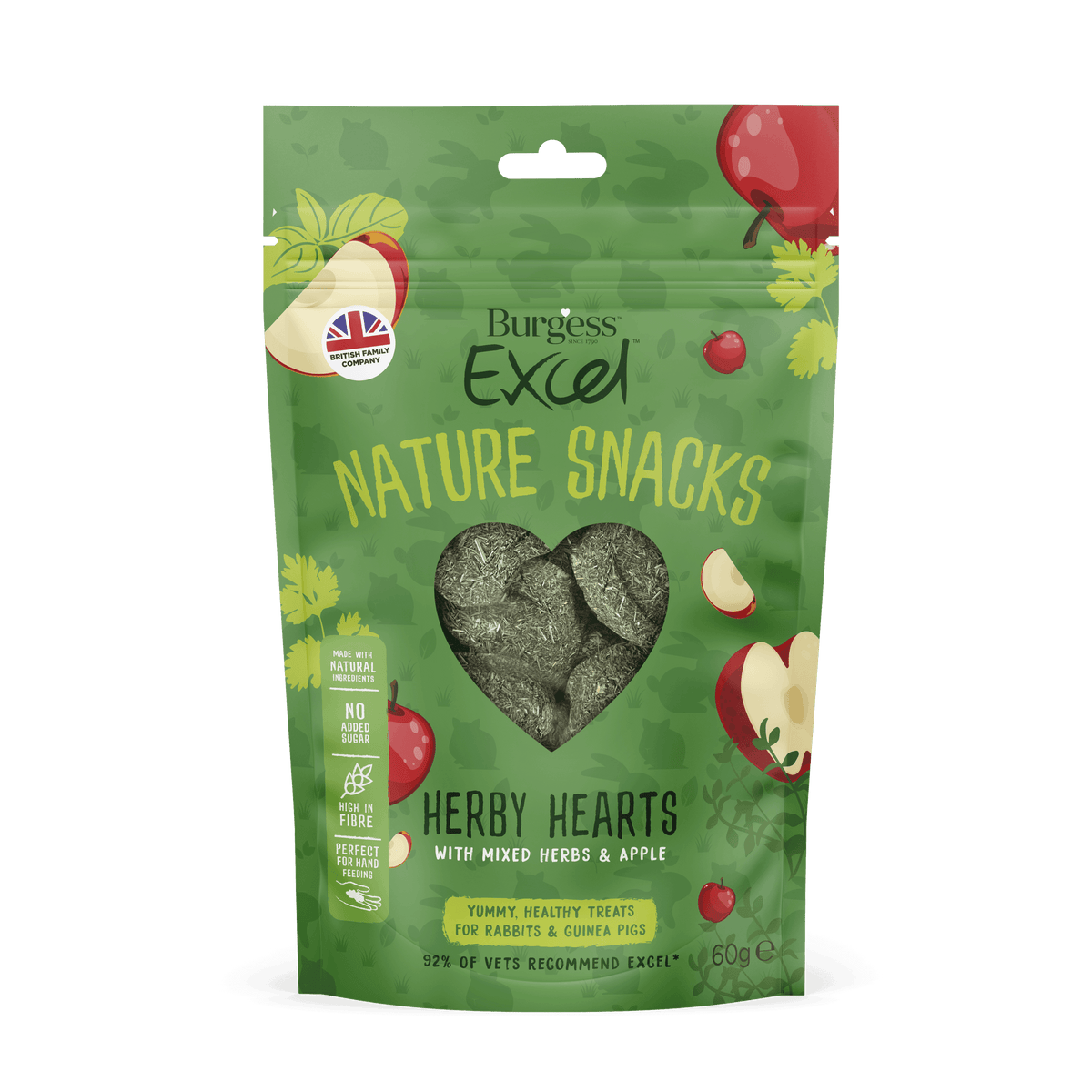 Burgess Excel Nature Snacks Herby Hearts 60g - Case of 8
