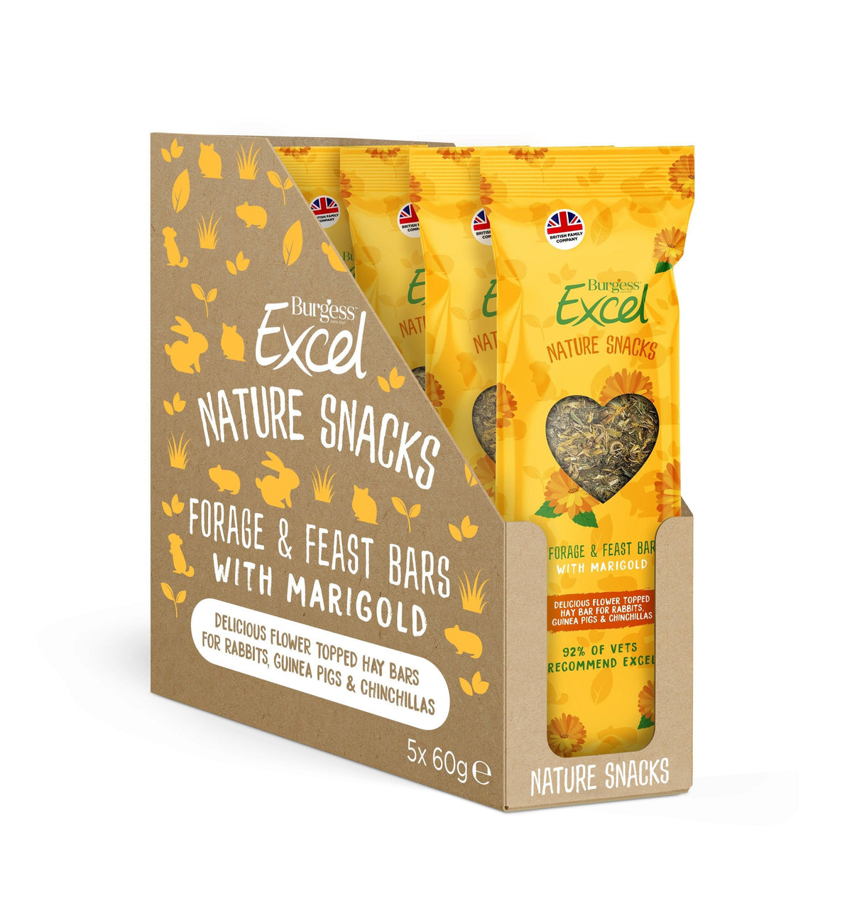 Burgess Excel Nature Snacks Forage and Feast Marigold Bars 60g - Case of 5
