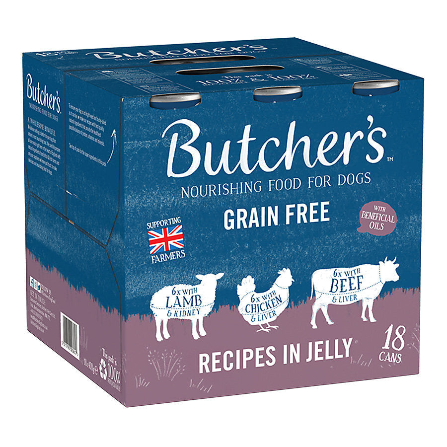 Butcher's Recipes in Jelly Dog Food Cans - 6 x 400g / 18 x 400g 18x400g