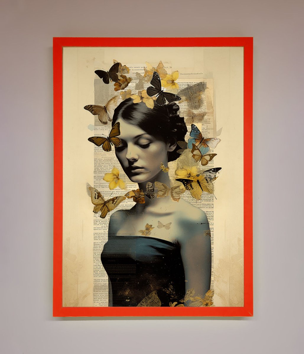 Butterfly Book Woman Framed Poster