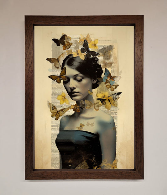 Butterfly Book Woman Framed Poster