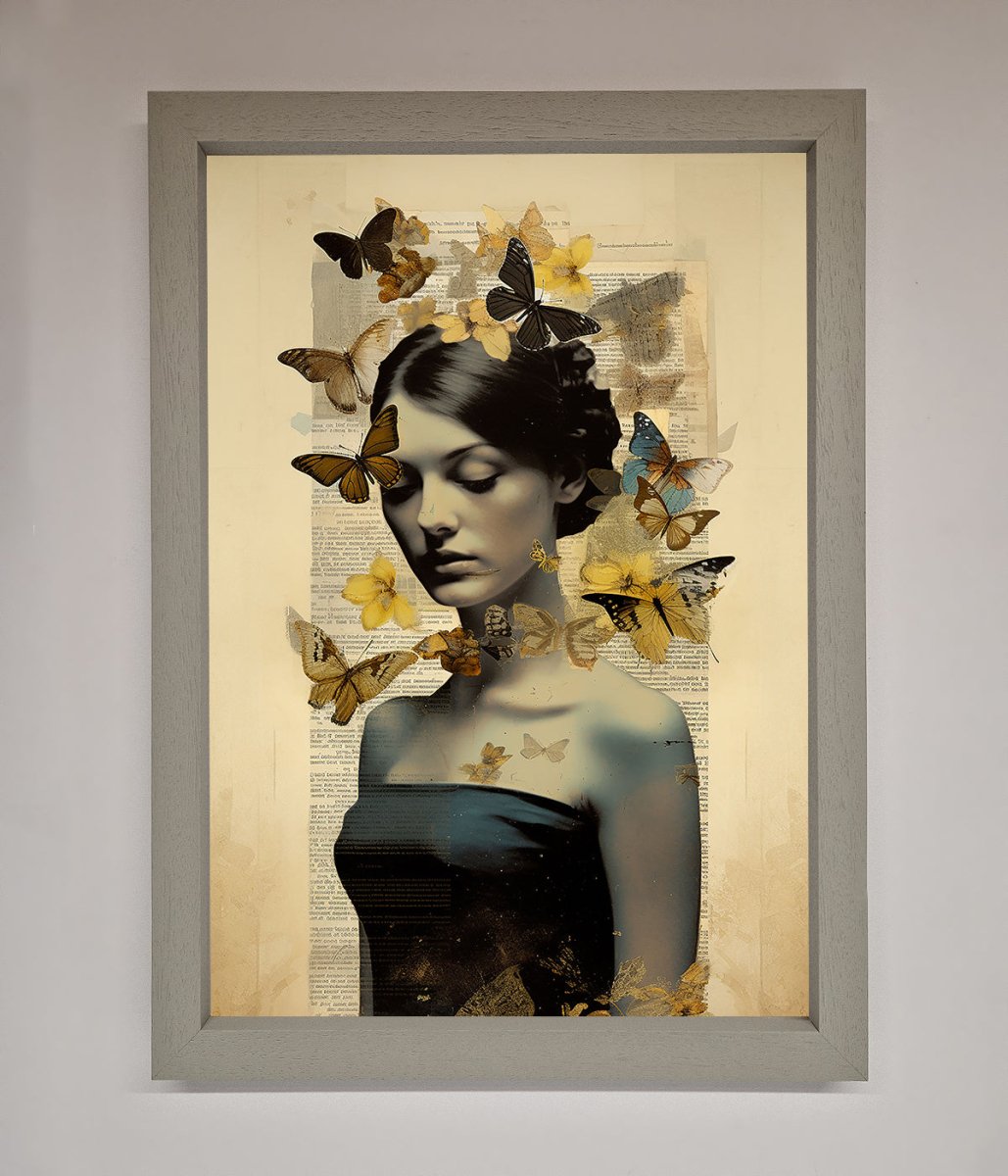 Butterfly Book Woman Framed Poster