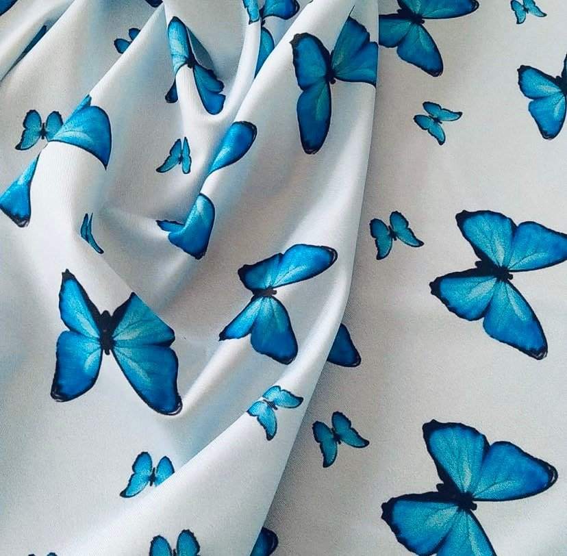 Baby Blue Butterfly Fabric Sold by Metre