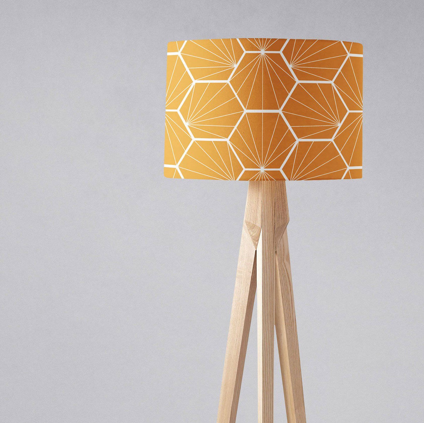 Butterscotch Yellow Drum Lampshade, Geometric Hexagon Shade for Table, Floor or Ceiling Pendant Light