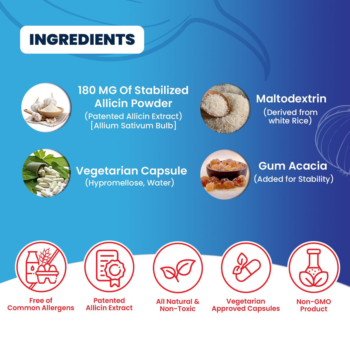 BuyNaturally Potent Allicin Odor-Controlled Garlic Supplement | Mega Allicin 180,000 mcg Veggie Capsules (90 Count)