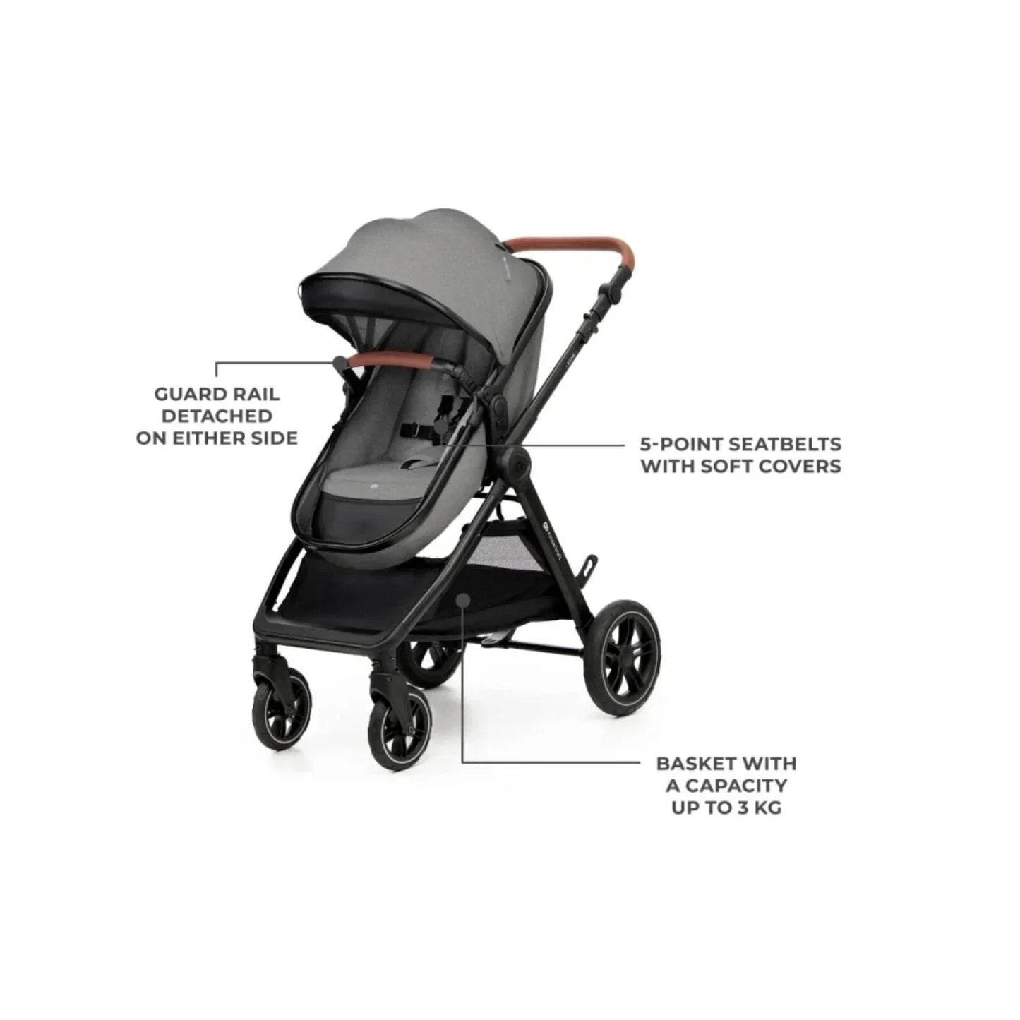 Kinderkraft Esme Pro 3-in-1 Travel System with Mink Pro Car Seat - Moonlight Grey