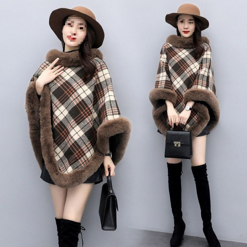 Leopard-print Thickened Velvet Oversized Cloak