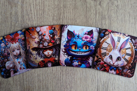 Alice in wonderland | Set of 4 modern interpretive character square coasters