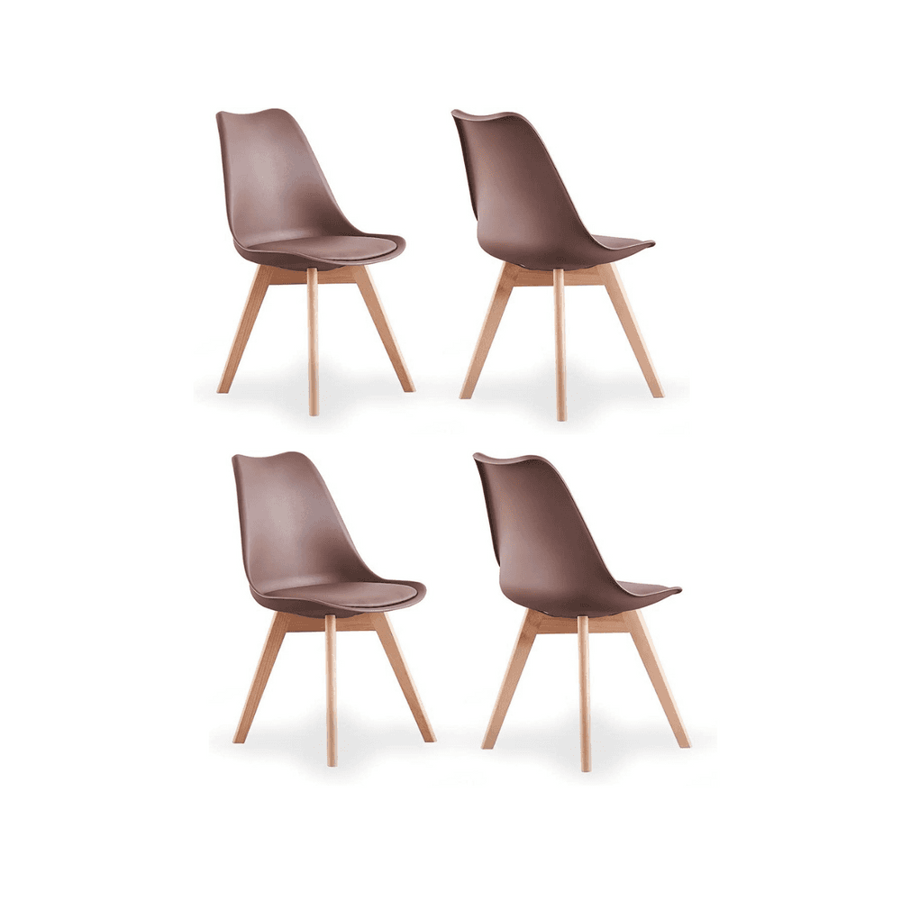 5PCs Dining Set - a White Halo Dining Table & Set of 4 Lorenzo Tulip Dining Chairs with Padded Seat