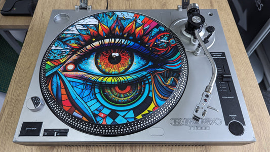 AcidEye Slipmat - 7 & 12 inch LP Vinyl DJ Pro Turntable Slip Mat Record Player Technics 1210 DJ Turntablist