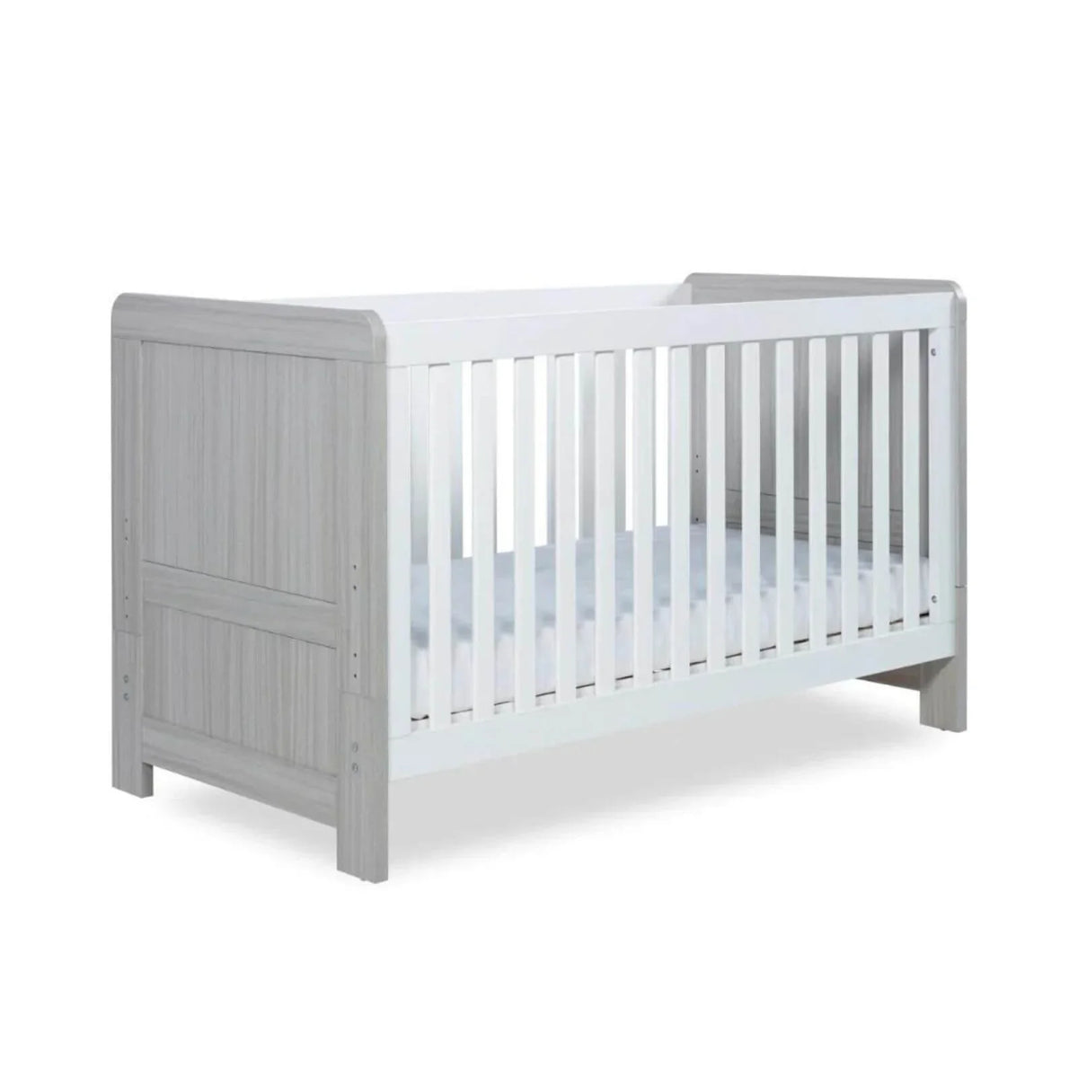 Ickle Bubba Pembrey Cot Bed Ash Grey - Premium Sprung Mattress