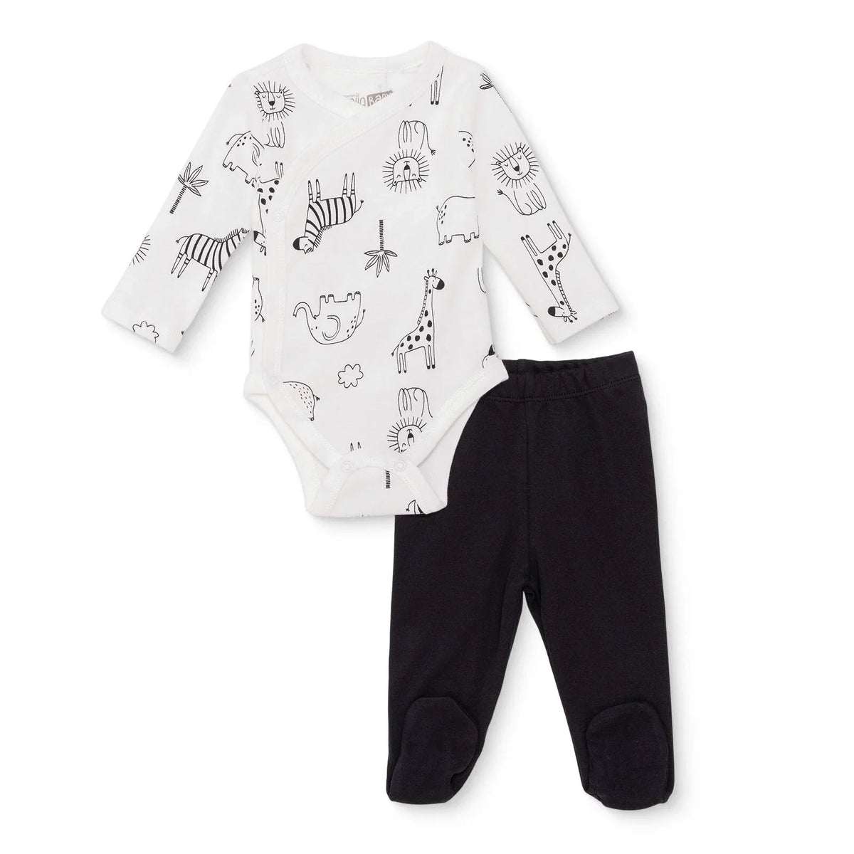 HelloBaby Animal Print Baby Bodysuit & Footed Bottoms Set (Newborn to 9 Months)