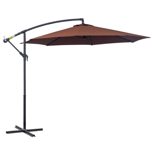 Outsunny  3 m Hanging Umbrella Parasol-Coffee Coffee 300cm x 300cm x 260cm
