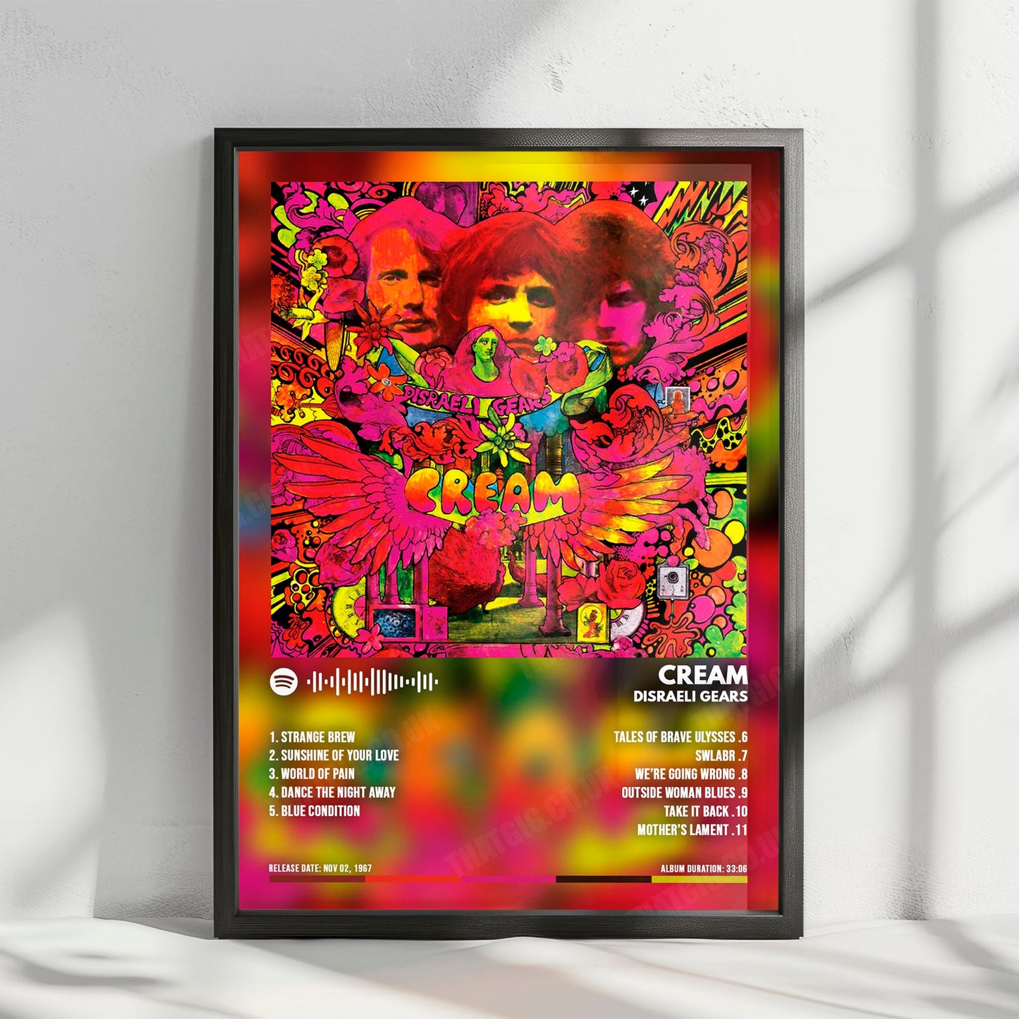 Cream "Disraeli Gears  " Album Cover Poster - with Complete Tracklist