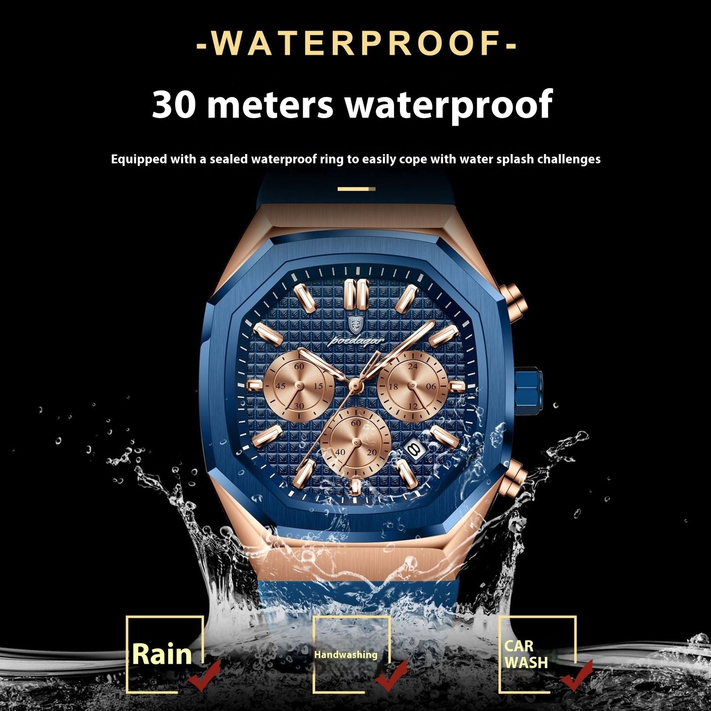 Multifunctional Six-pin Calendar Men's Watch Large Dial