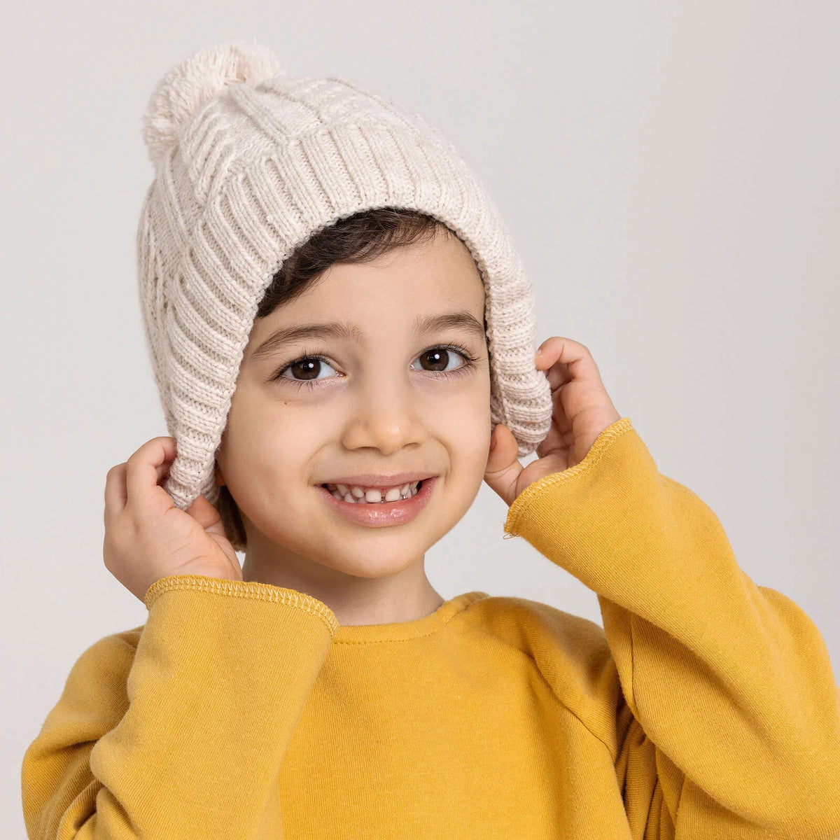 HelloBaby Patterned Pom-Pom Knitted Baby Beanie (One Size)