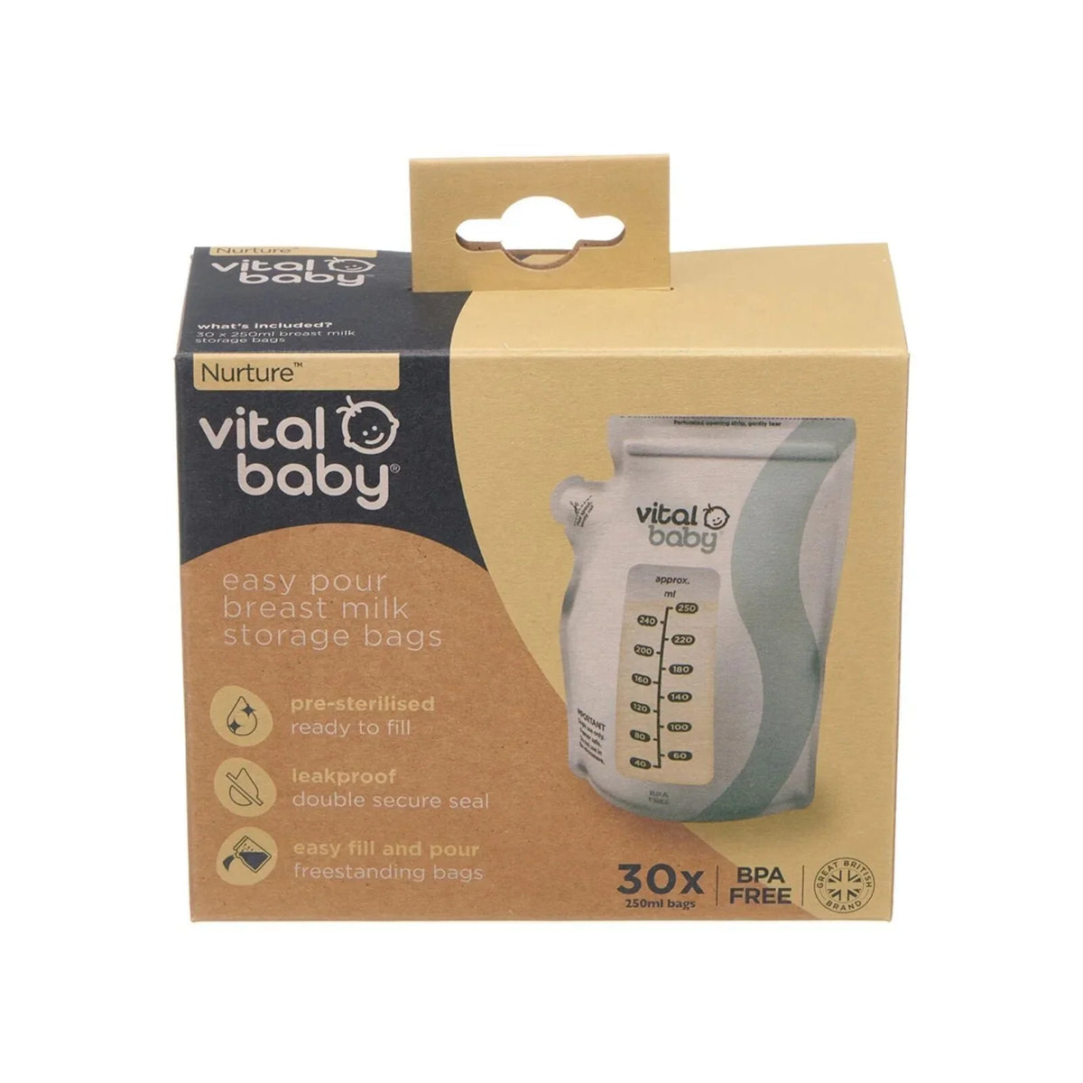 Vital Baby Nurture Easy Pour Breast Milk Storage Bags 30 pcs