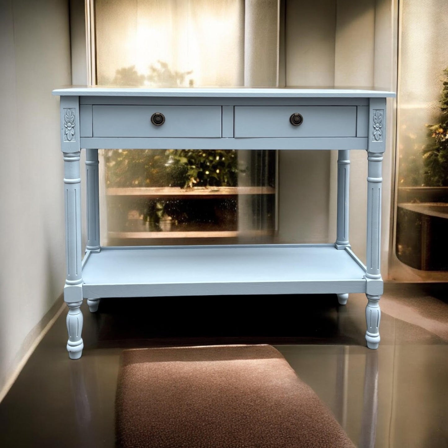 90CM 2 DRAWER SIDE TABLE
