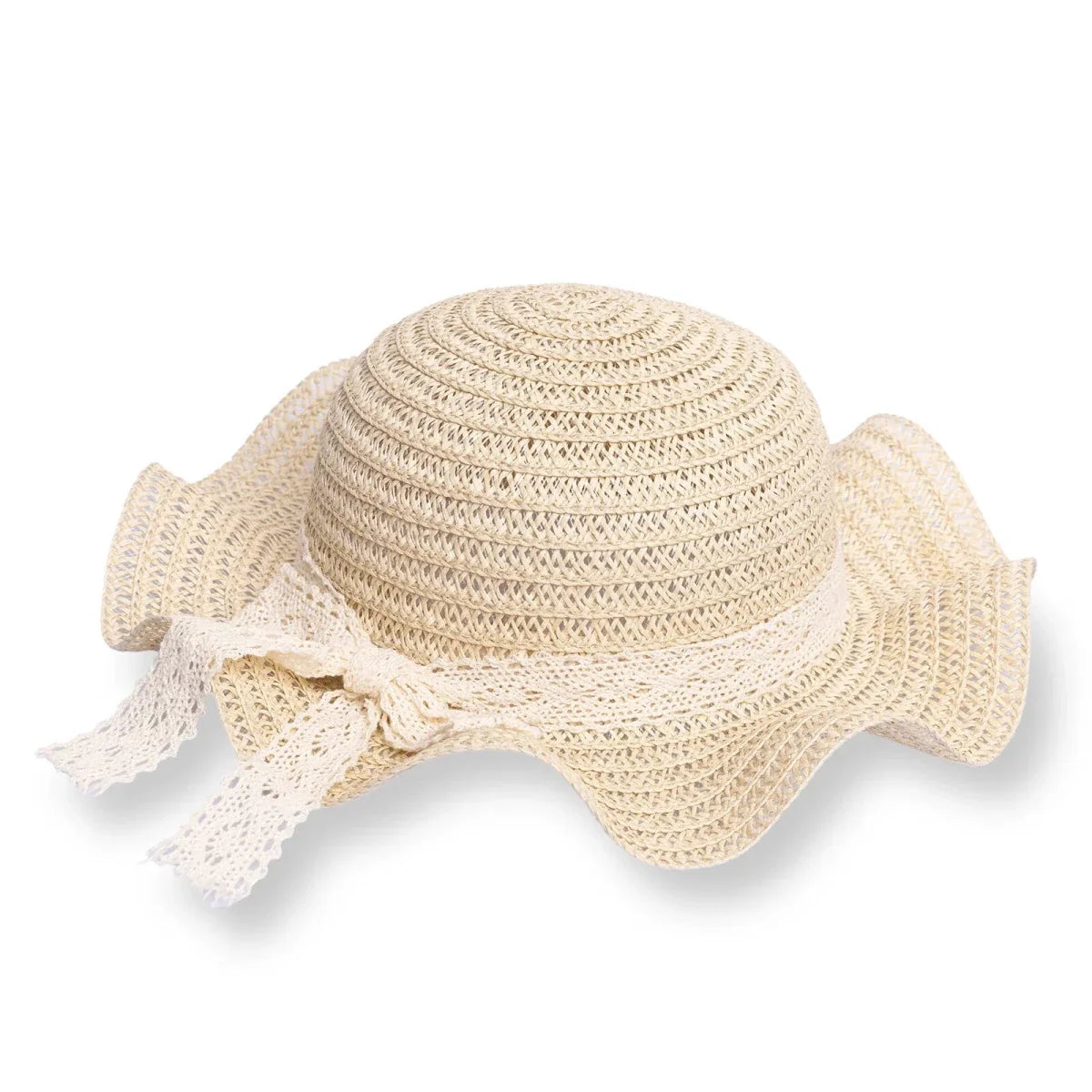 HelloBaby Ribbon Trim Straw Baby Hat (12 Months to 1-4 Years)