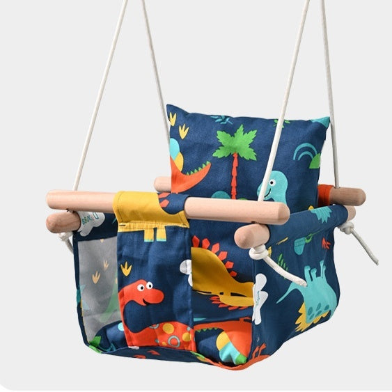 Cotton Linen Kids Hanging Chair - Portable Indoor Outdoor Swing