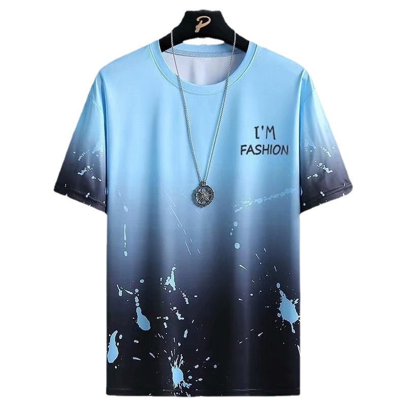 Gradient Half-length Sleeve Versatile Casual T-shirt