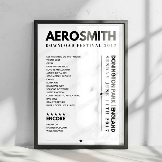 Aerosmith Setlist Poster - at Donington Park, Download Festival, England on June 11th, 2017