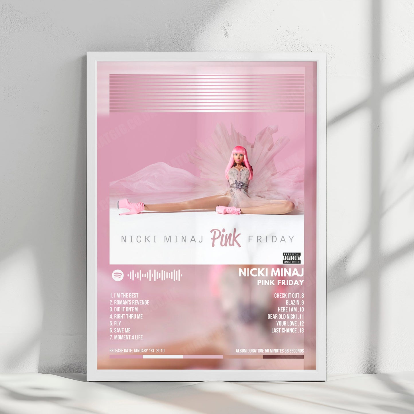 Nicki Minaj "Pink Friday" Album Cover Poster - with Complete Tracklist