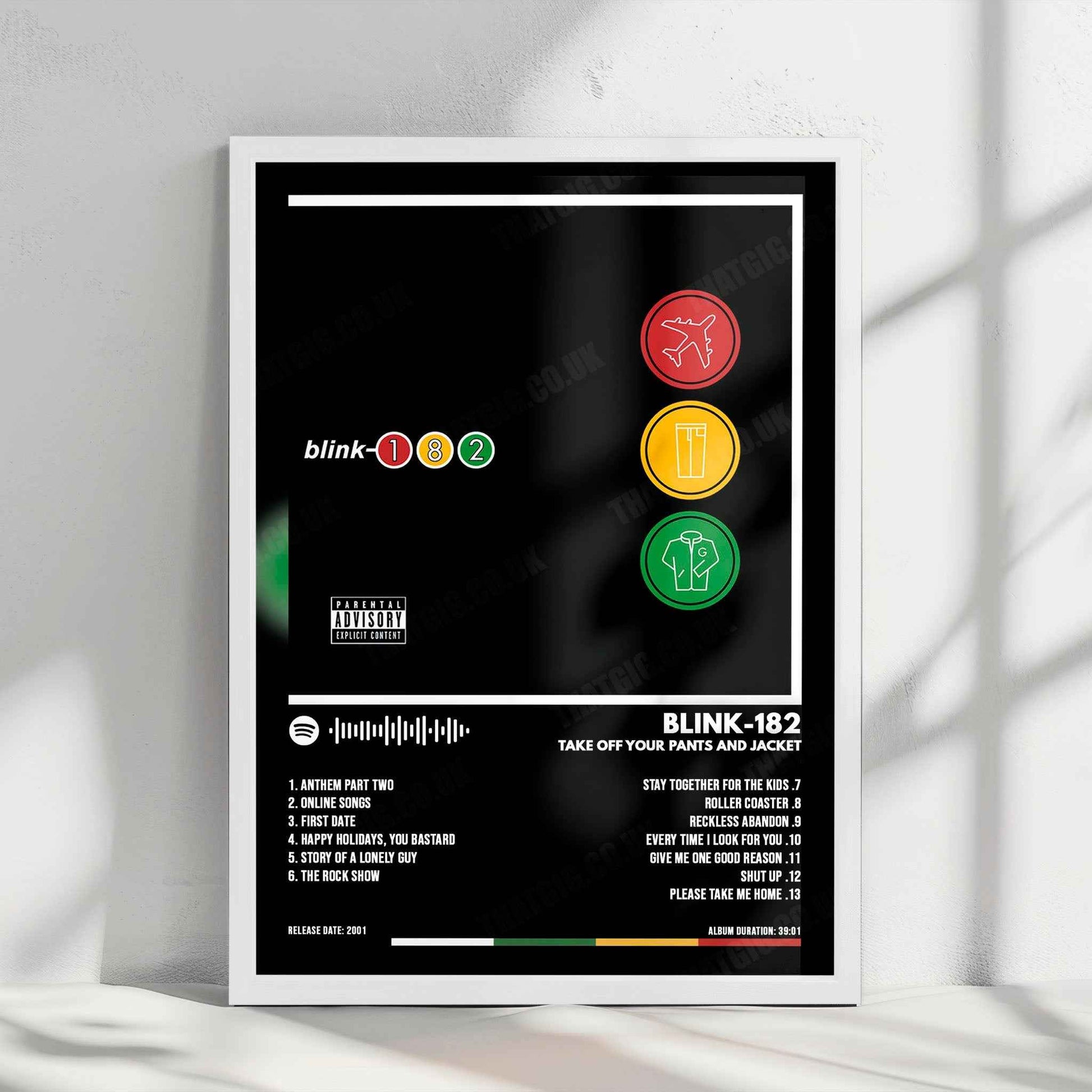 Blink-182 "Take Off Your Pants and Jacket" Album Cover Poster - with Complete Tracklist