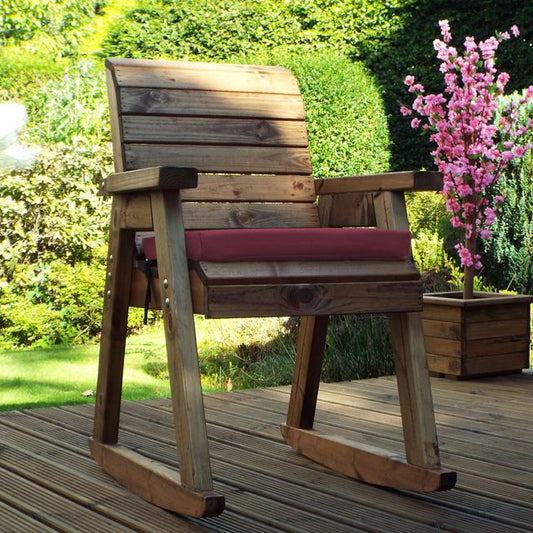 Charles Taylor Trading Chair Rocker With Burgundy Cushion Brown