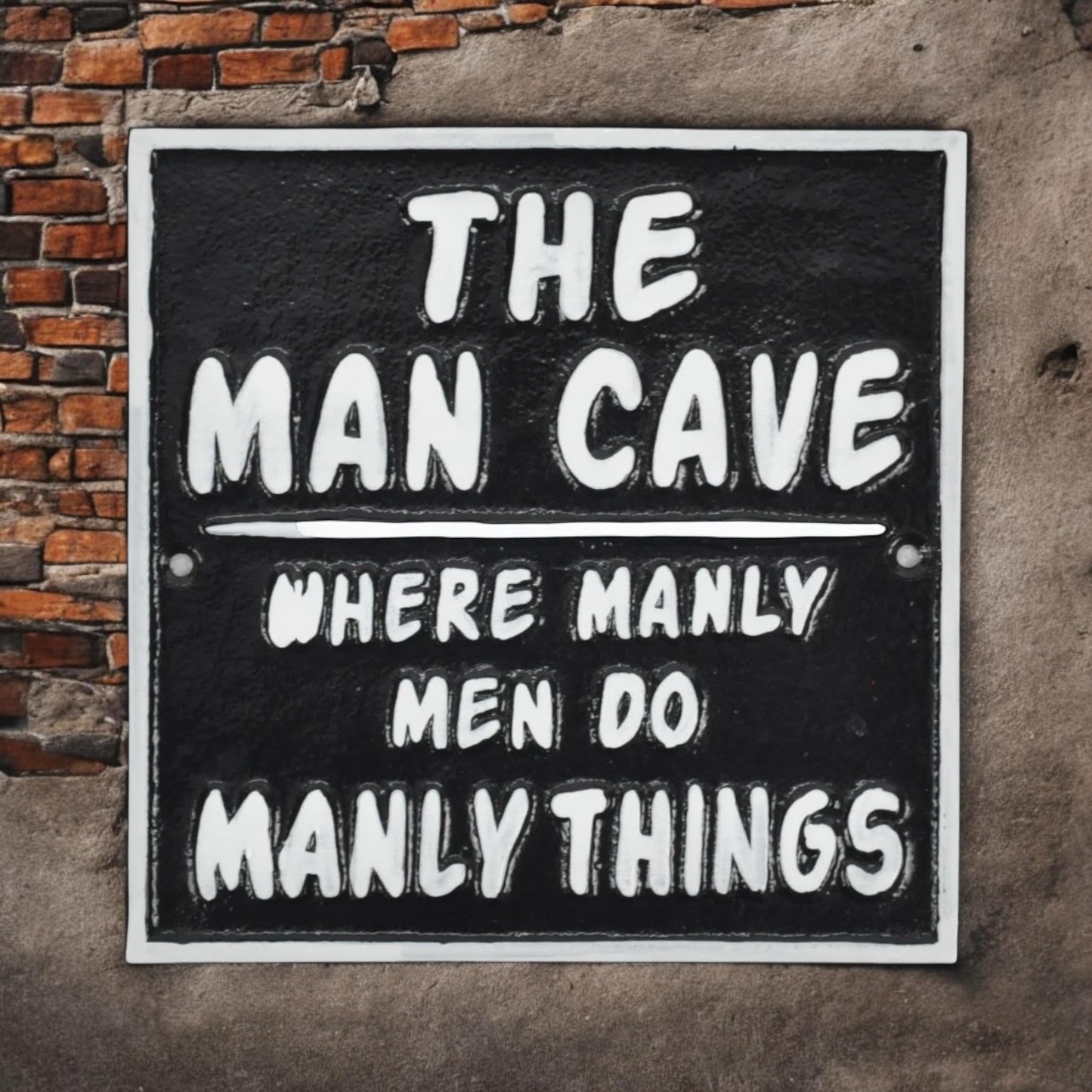 20CM CAST IRON THE MAN CAVE WALL SIGN