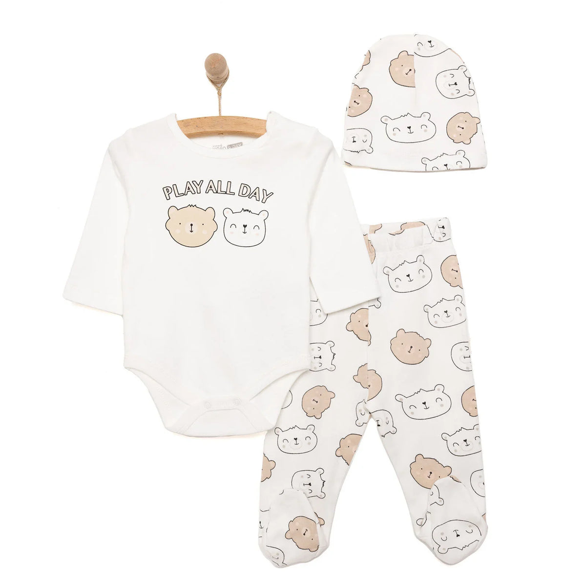 HelloBaby Zebra Print Baby Bodysuit, Bottoms & Hat Set (Newborn to 9 Months)