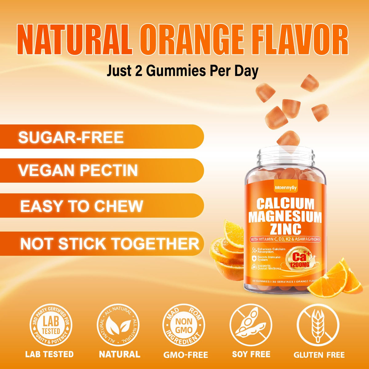 Calcium 1200 mg Gummies with Vitamin D3 – Calcium Citrate, K2 & Ashwagandha
