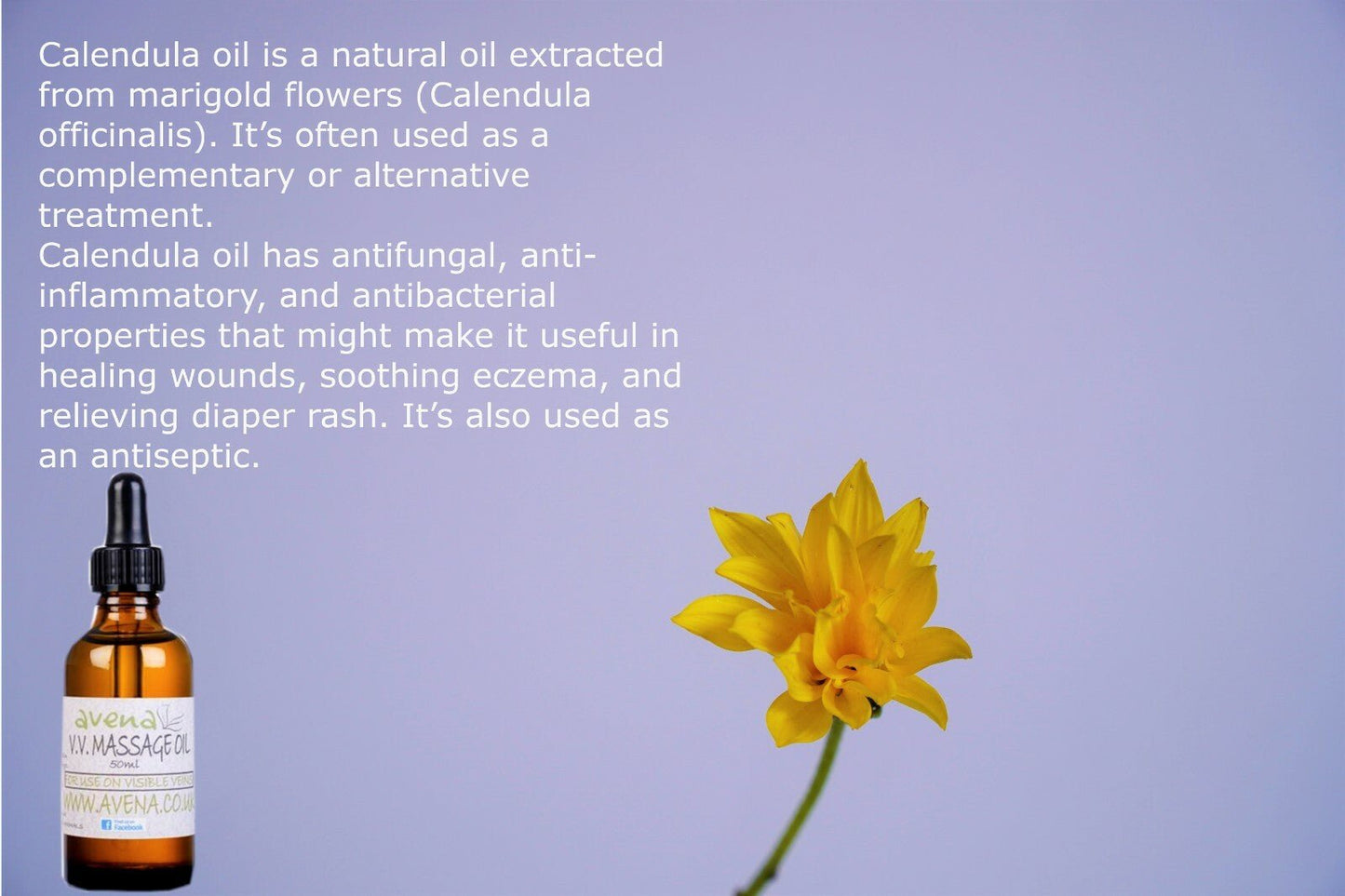 Calendula Oil Varicose Veins 50ml Natural Soothing Eczema Swelling Bruising Oil