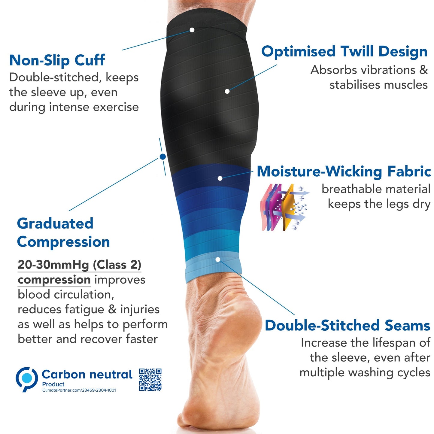 Calf Support Compression Sleeves (Pair) for Women, Men, Running, Shin Splints