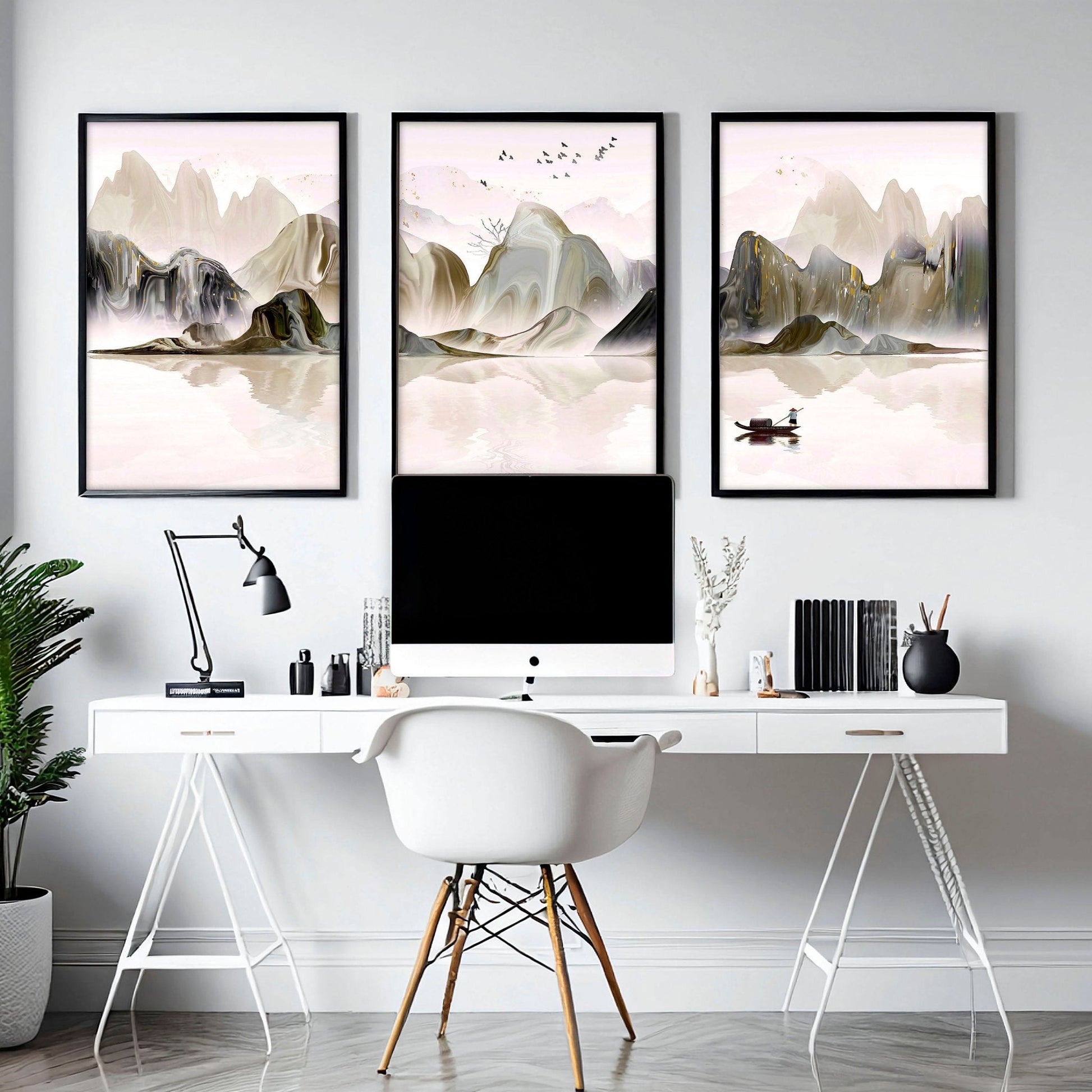 Art for the office wall | set of 3 framed wall art prints