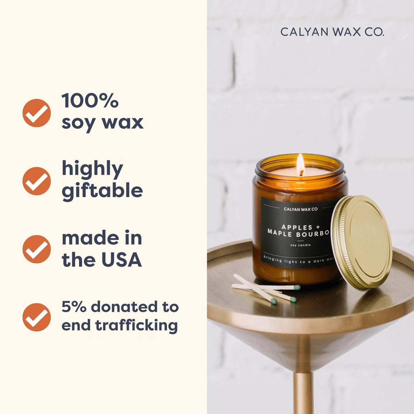 Calyan Wax Co. Cedar & Tobacco Candle - 57 Hour Burn, 7.2oz