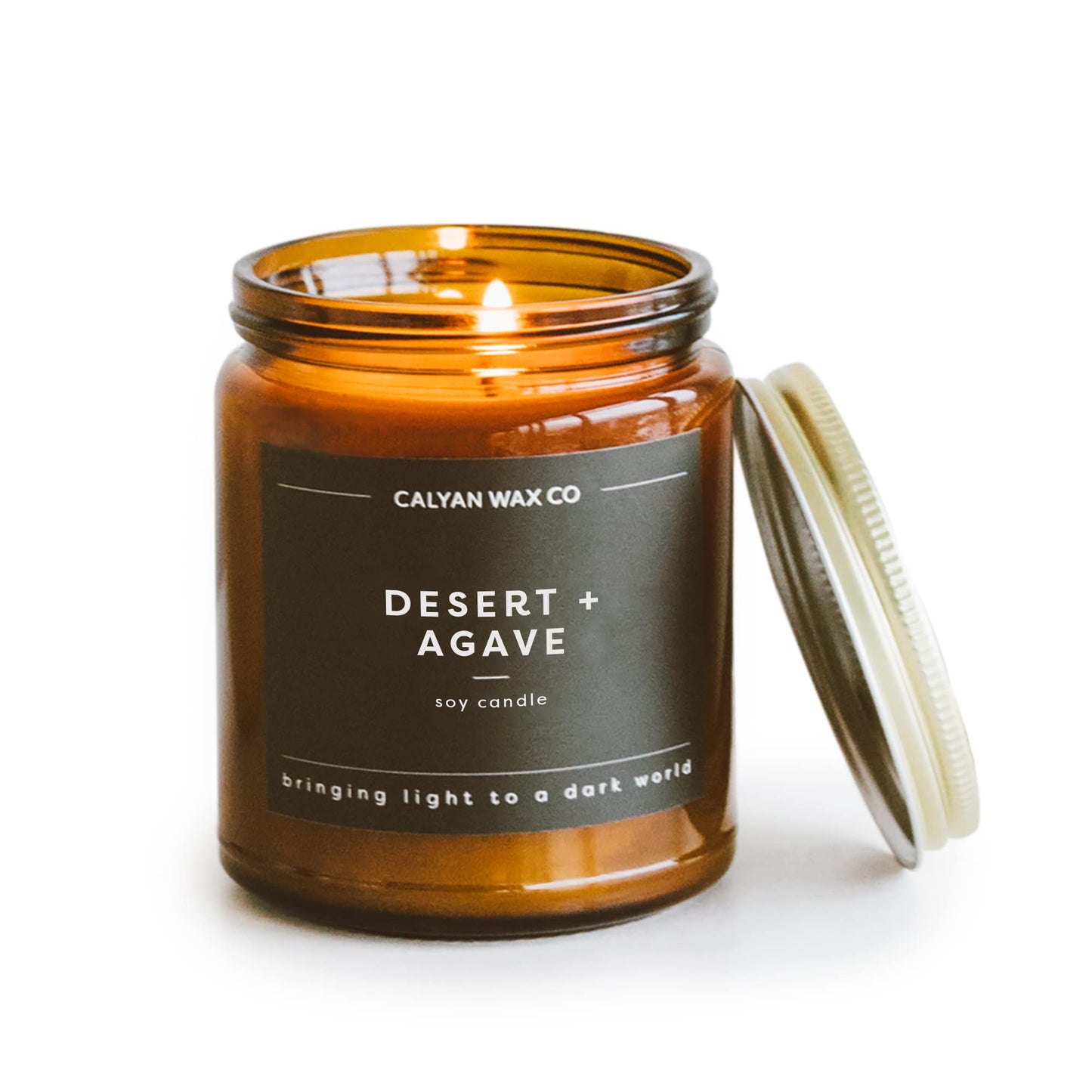 Calyan Wax Co. Desert & Agave Candle – 57 Hour Burn, Luxury Non-Toxic Soy, Amber Glass Jar 7.2oz
