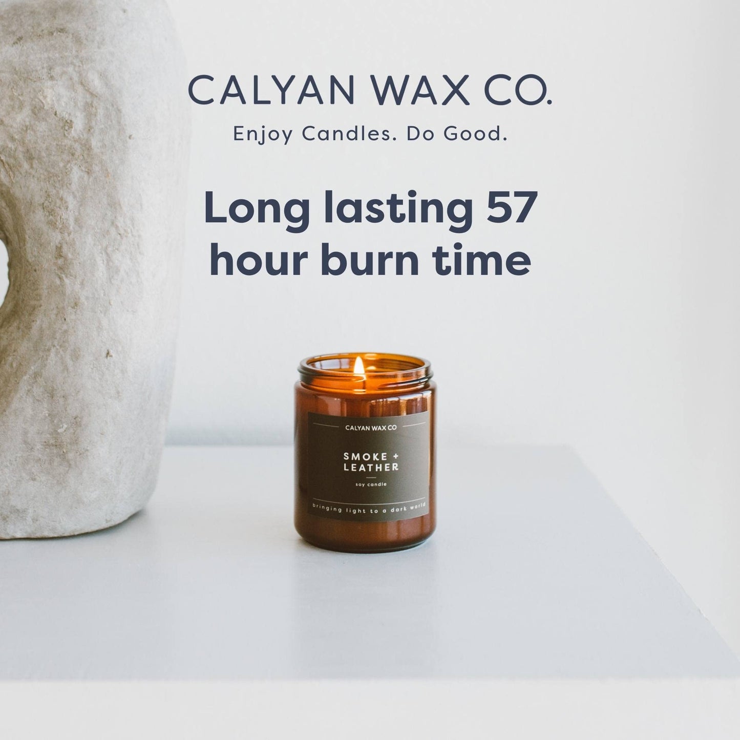 Calyan Wax Co. Desert & Agave Candle – 57 Hour Burn, Luxury Non-Toxic Soy, Amber Glass Jar 7.2oz