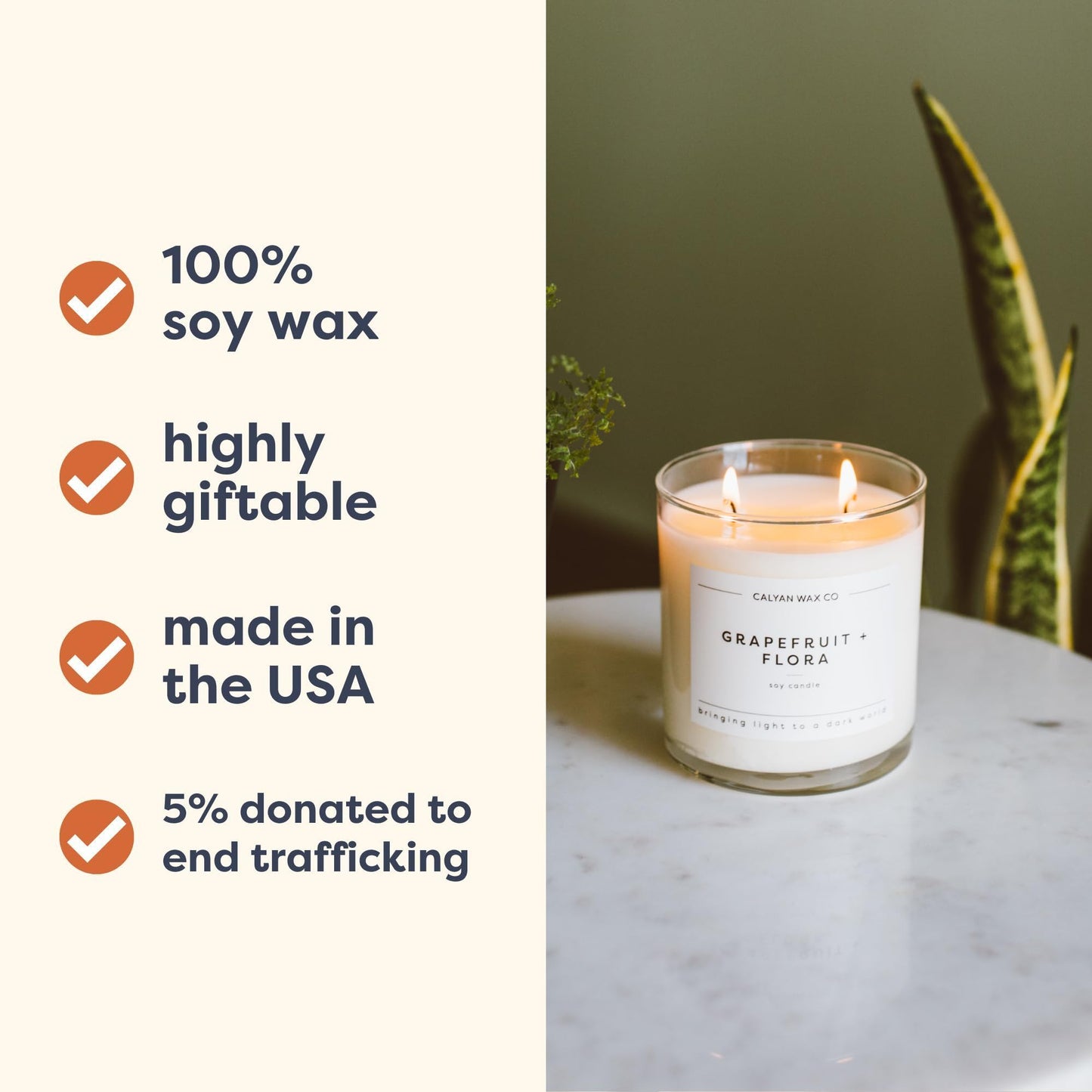 Calyan Wax Co. Musk & Teakwood 2-Wick Soy Candle | 8.8oz